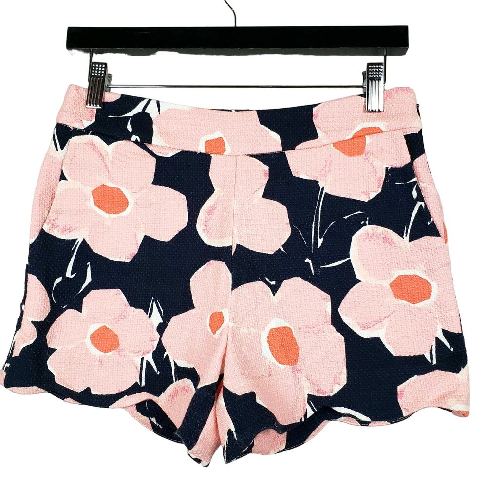 Anthropologie Floral Fitted Shorts Casual Pink Black Short - 0